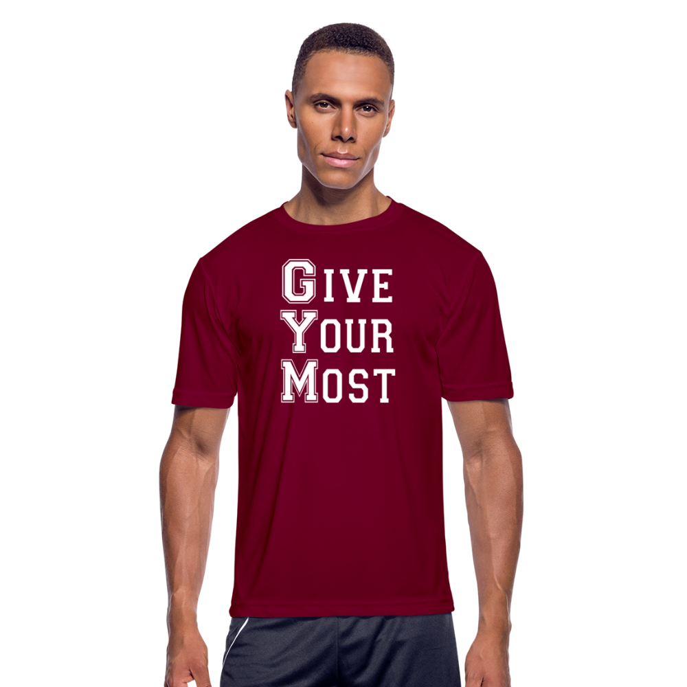 GYM W Men’s Moisture Wicking Performance T-Shirt - burgundy