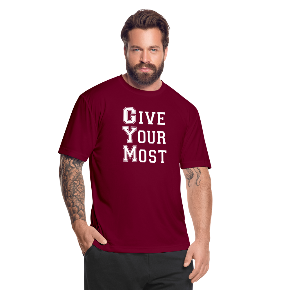 GYM W Men’s Moisture Wicking Performance T-Shirt - burgundy