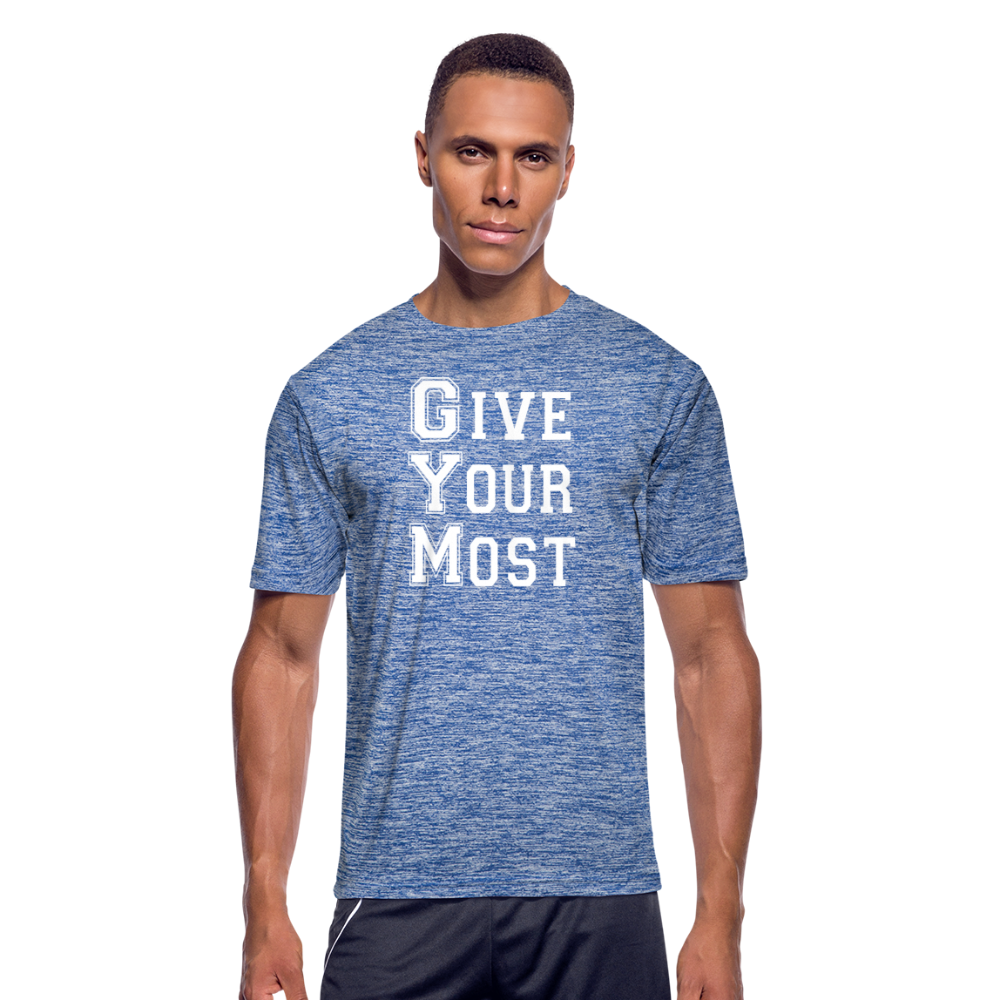 GYM W Men’s Moisture Wicking Performance T-Shirt - heather blue