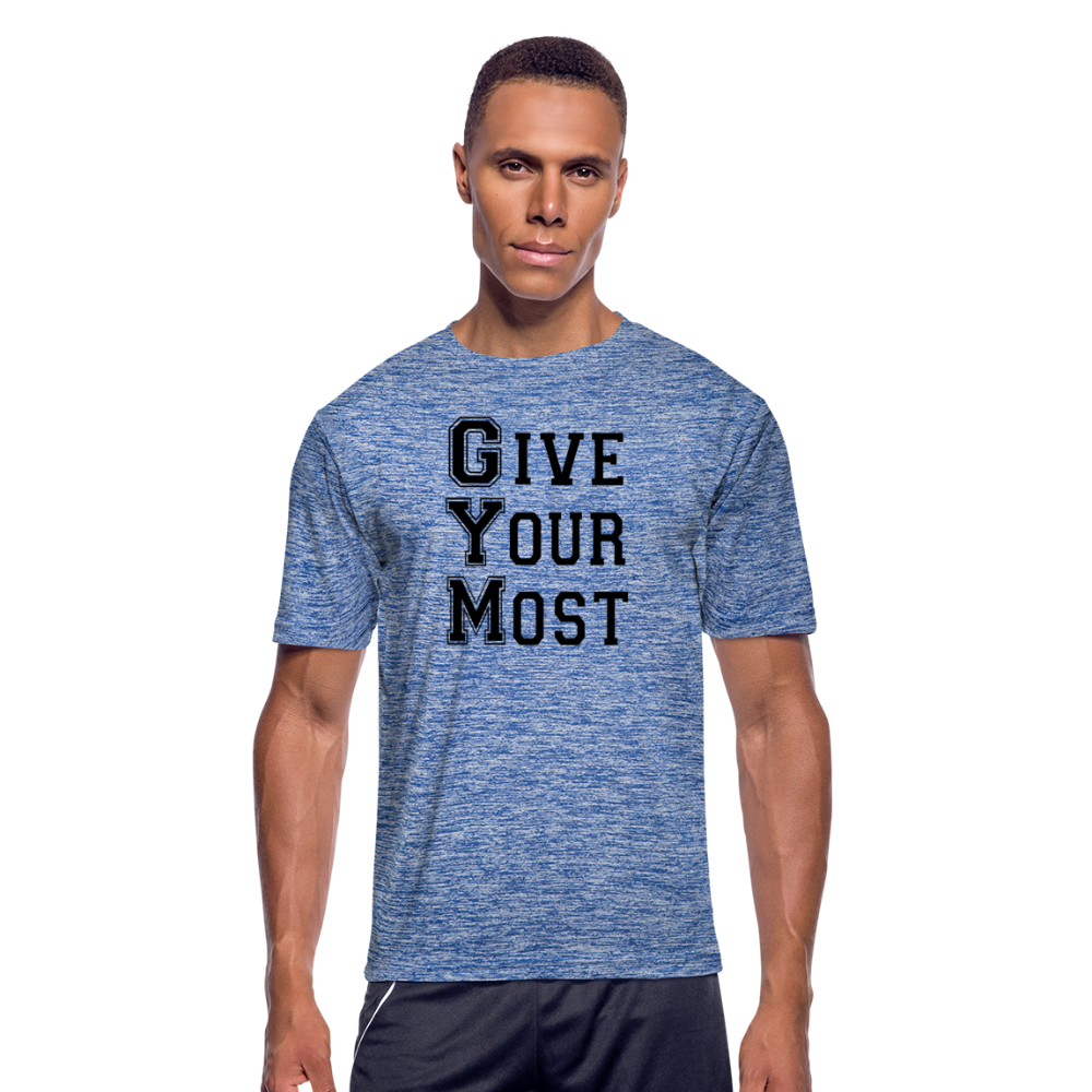 GYM B Men’s Moisture Wicking Performance T-Shirt - heather blue