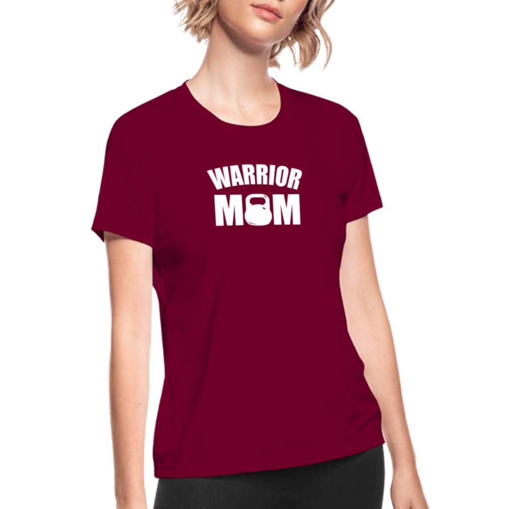 Warrior Mom BW Women's Moisture Wicking Performance T-Shirt - burgundy