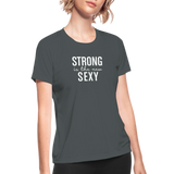 Strong Women's Moisture Wicking Performance T-Shirt - charcoal