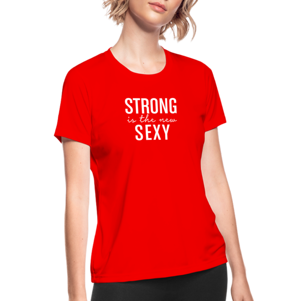 Strong Women's Moisture Wicking Performance T-Shirt - red