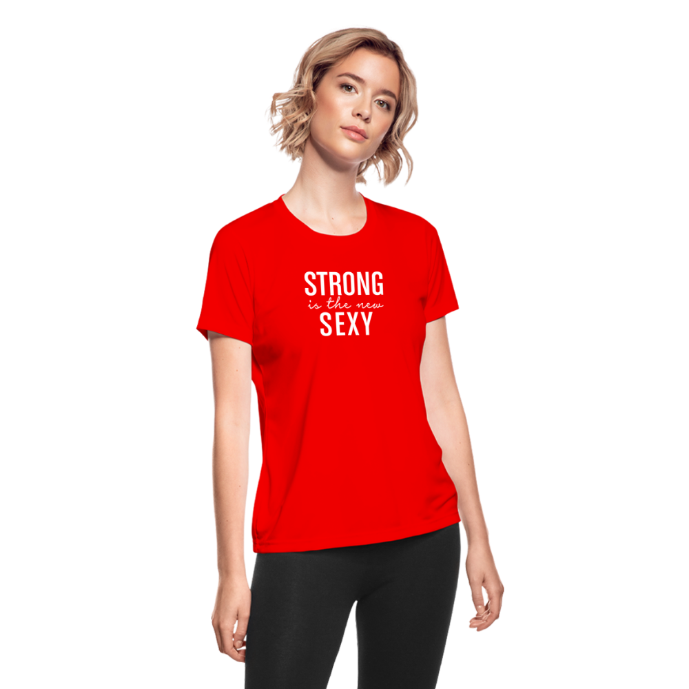 Strong Women's Moisture Wicking Performance T-Shirt - red