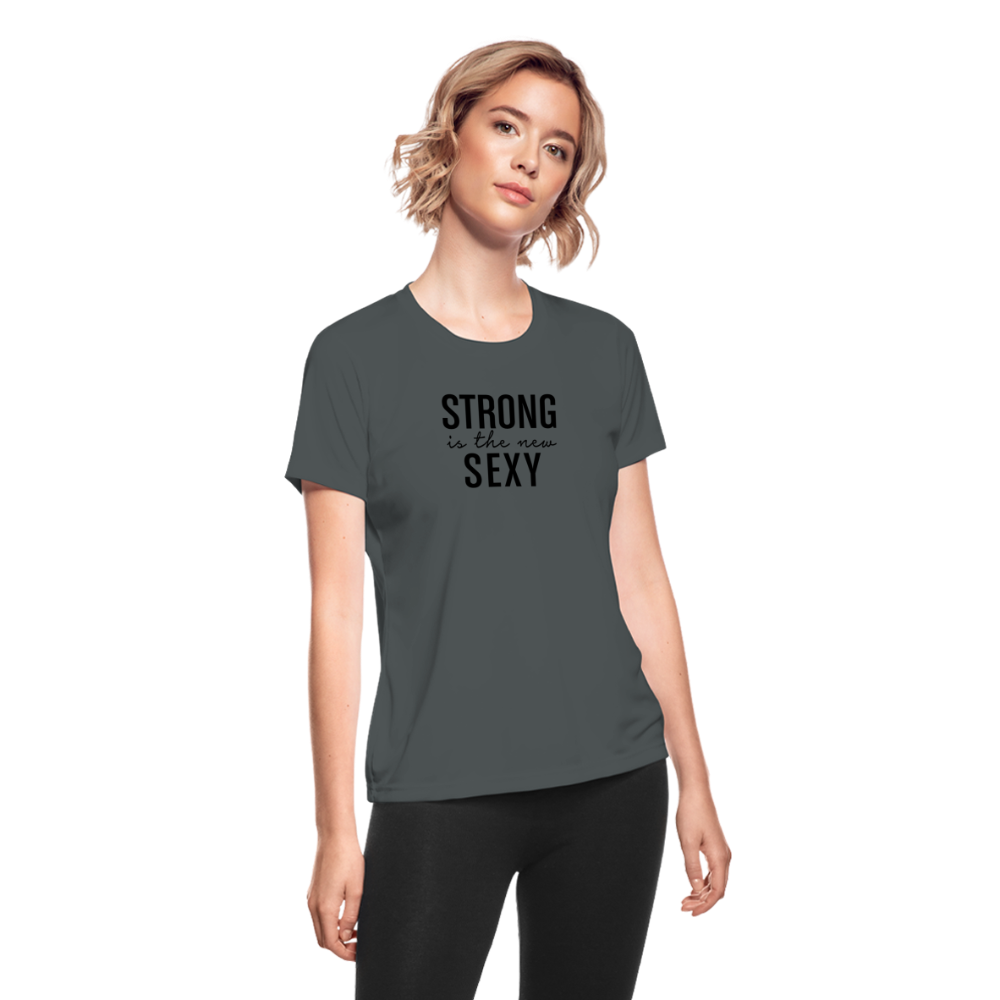 Strong B Women's Moisture Wicking Performance T-Shirt - charcoal