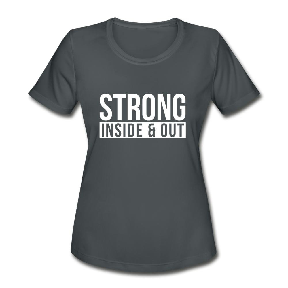 Strong IO W Women's Moisture Wicking Performance T-Shirt - charcoal