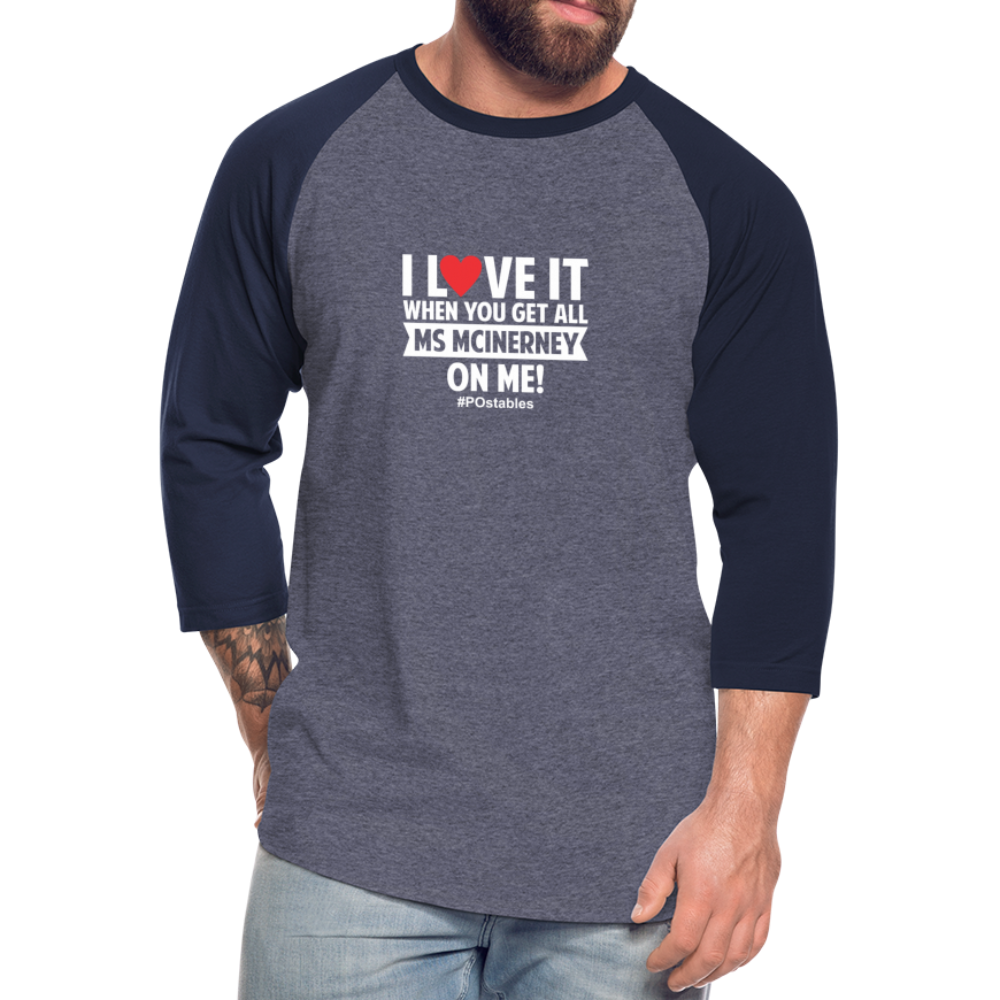 I Love It W Baseball T-Shirt - heather blue/navy