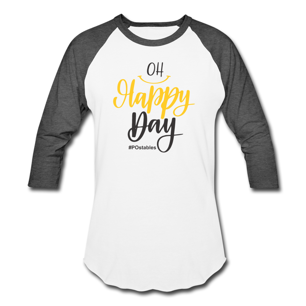 Oh Happy Day B Baseball T-Shirt - white/charcoal