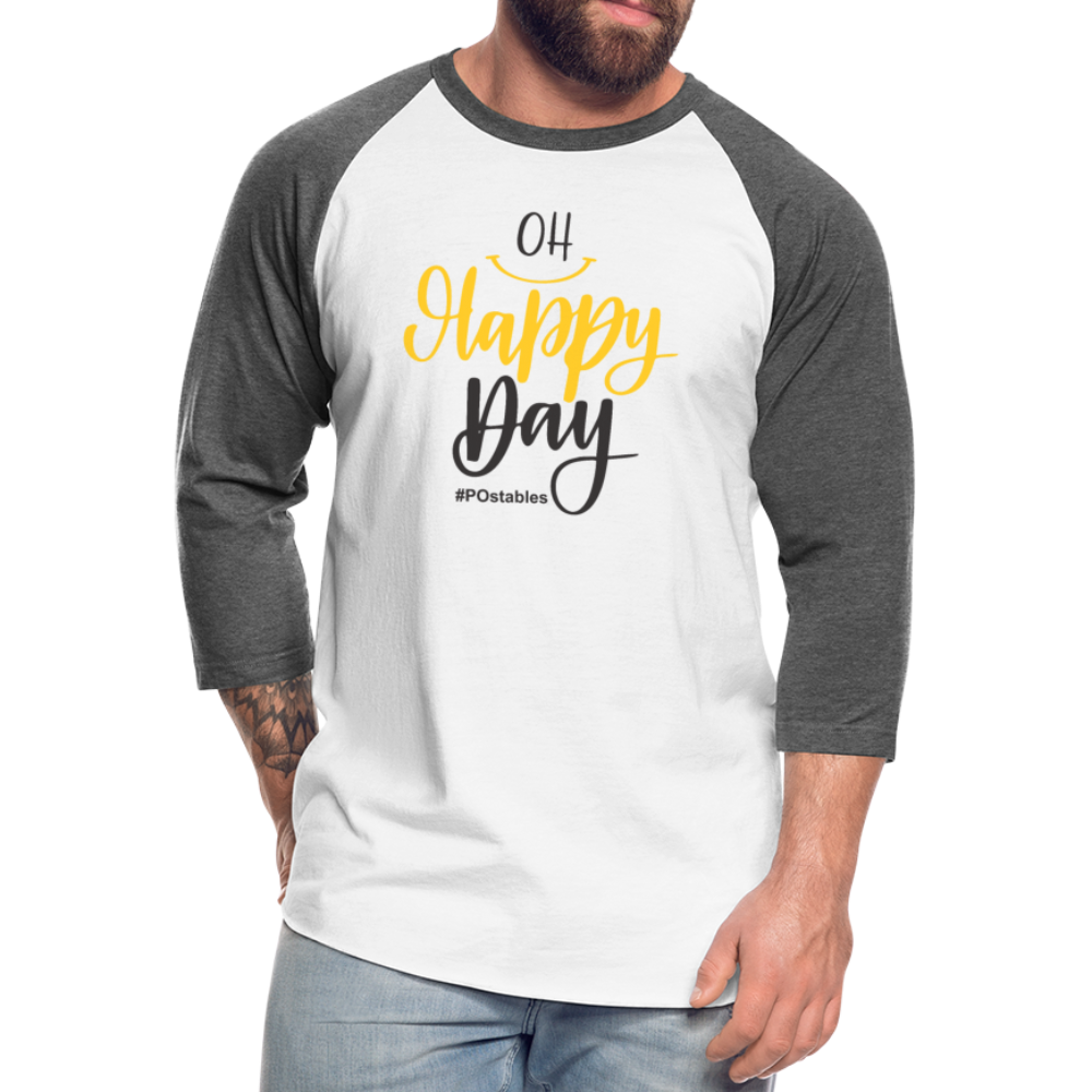 Oh Happy Day B Baseball T-Shirt - white/charcoal