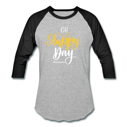 Oh Happy Day W Baseball T-Shirt - heather gray/black