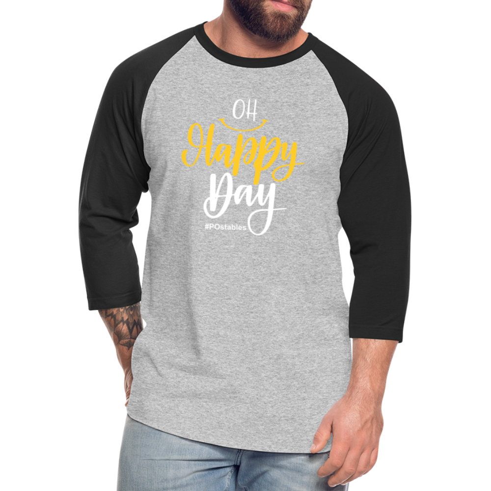 Oh Happy Day W Baseball T-Shirt - heather gray/black