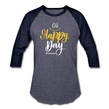 Oh Happy Day W Baseball T-Shirt - heather blue/navy