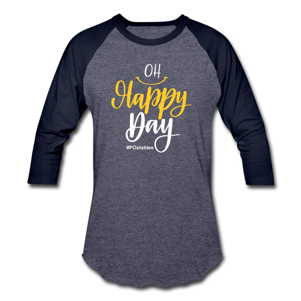 Oh Happy Day W Baseball T-Shirt - heather blue/navy