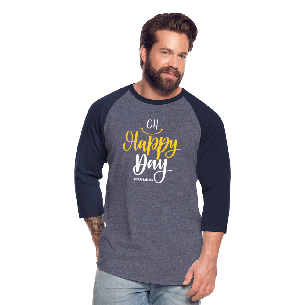 Oh Happy Day W Baseball T-Shirt - heather blue/navy