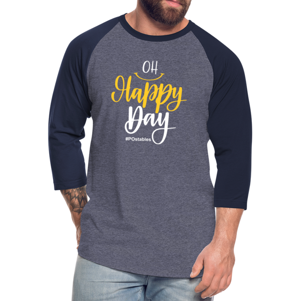 Oh Happy Day W Baseball T-Shirt - heather blue/navy