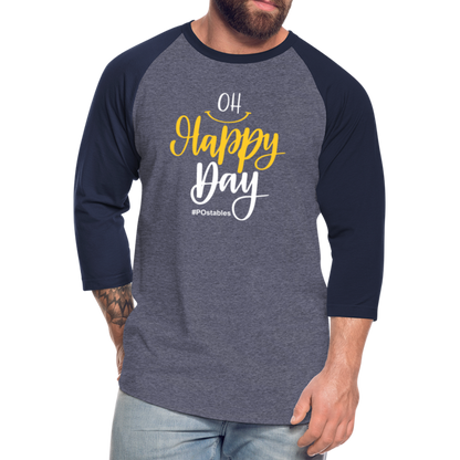 Oh Happy Day W Baseball T-Shirt - heather blue/navy