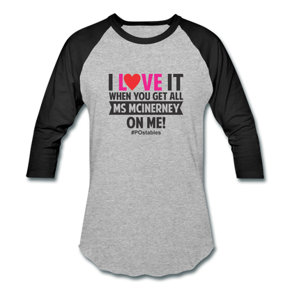 I Love It B Baseball T-Shirt - heather gray/black