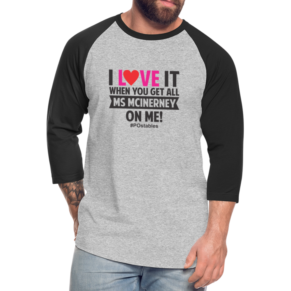 I Love It B Baseball T-Shirt - heather gray/black