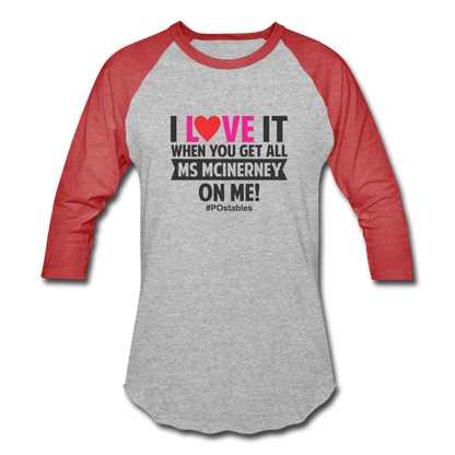 I Love It B Baseball T-Shirt - heather gray/red