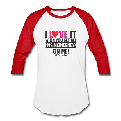 I Love It B Baseball T-Shirt - white/red