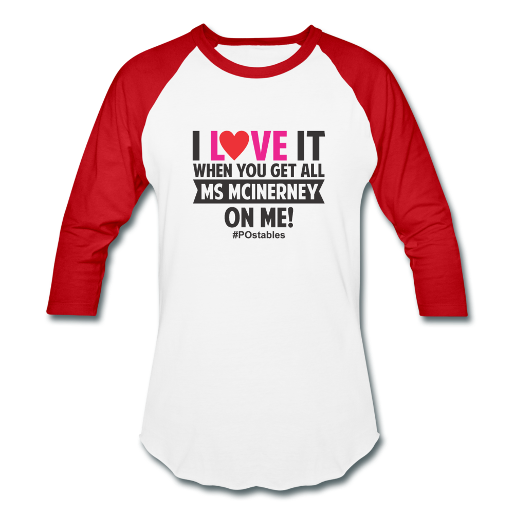 I Love It B Baseball T-Shirt - white/red