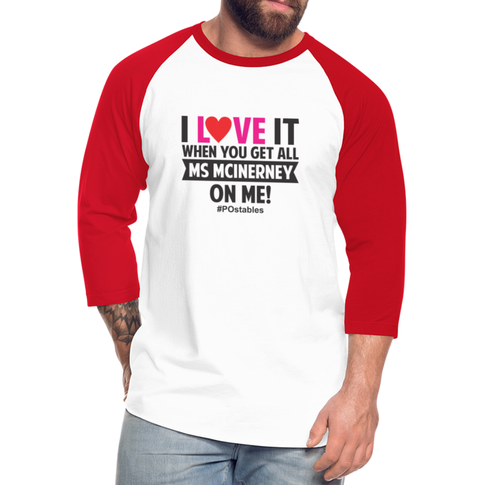 I Love It B Baseball T-Shirt - white/red