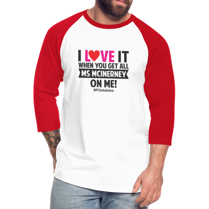 I Love It B Baseball T-Shirt - white/red