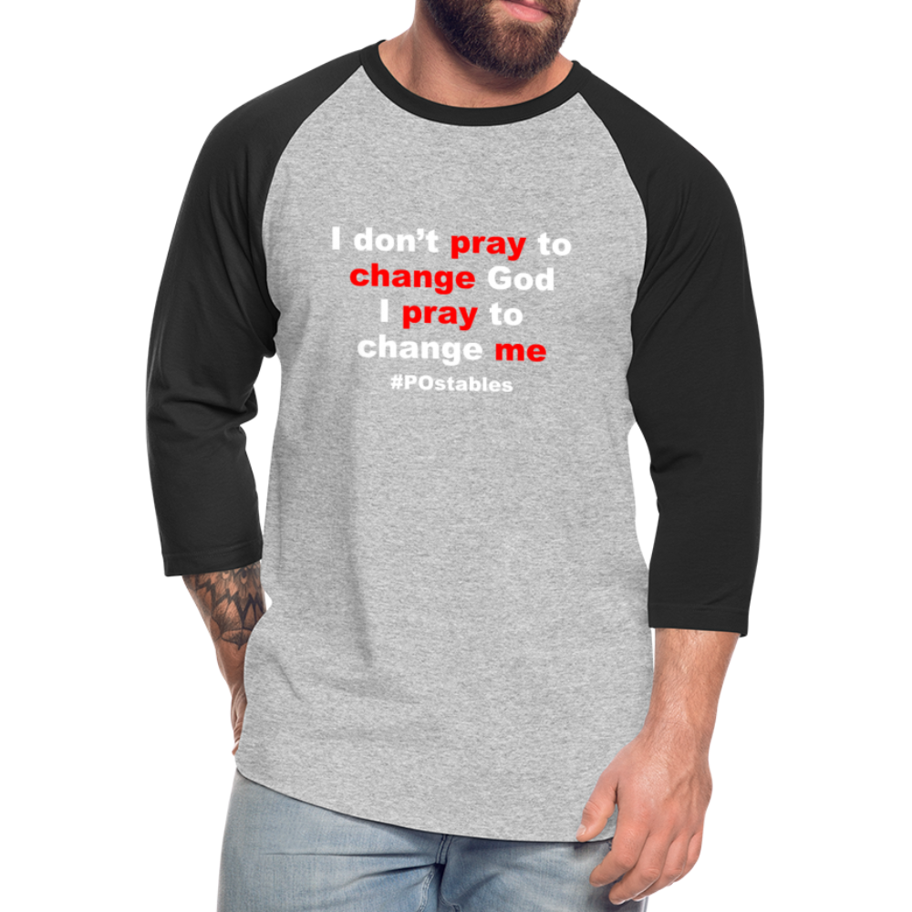 Pray W Baseball T-Shirt - heather gray/black