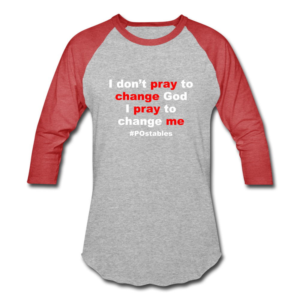 Pray W Baseball T-Shirt - heather gray/red