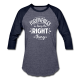 Forgiveness W Baseball T-Shirt - heather blue/navy