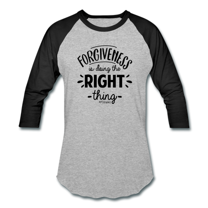 Forgiveness B Baseball T-Shirt - heather gray/black