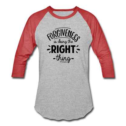 Forgiveness B Baseball T-Shirt - heather gray/red