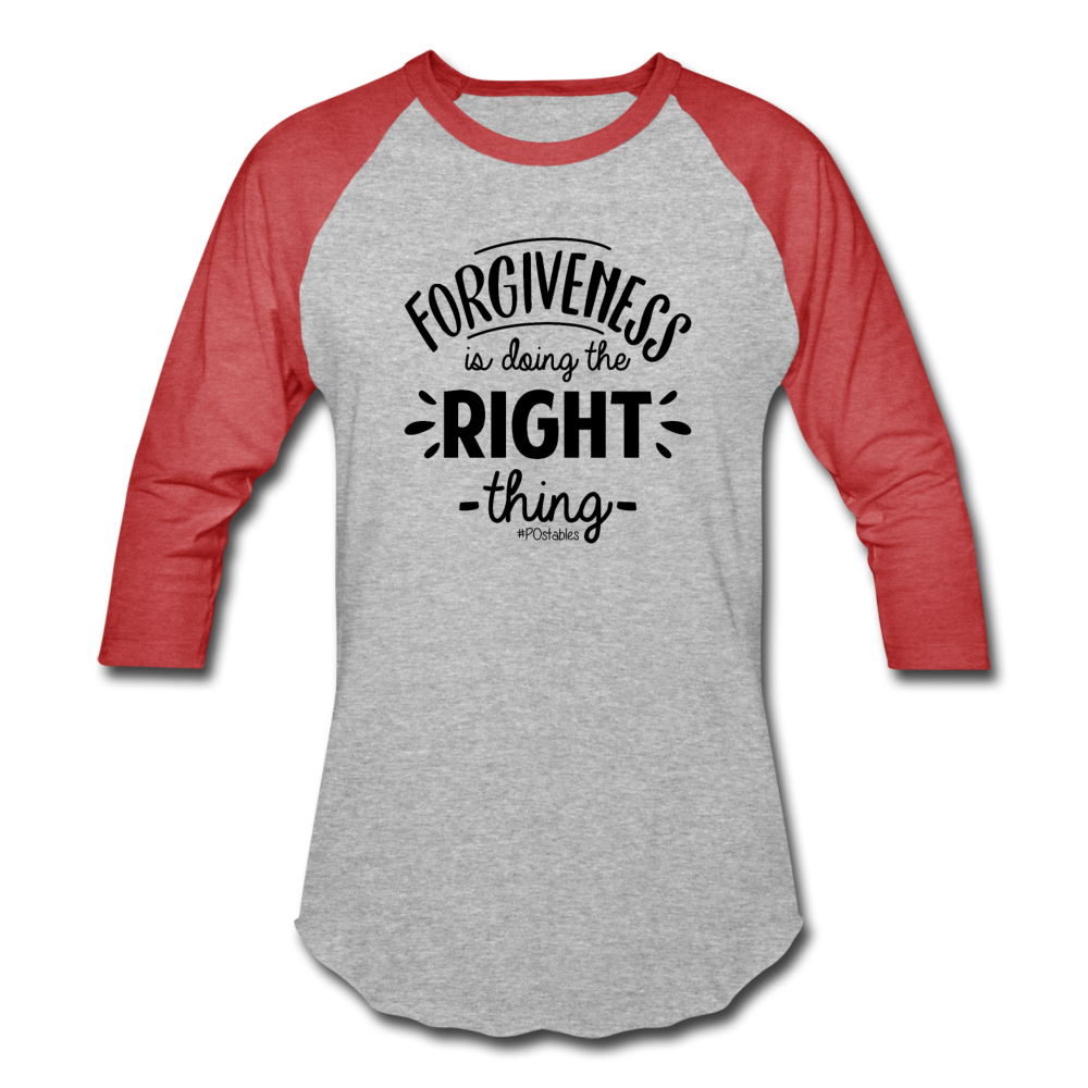 Forgiveness B Baseball T-Shirt - heather gray/red