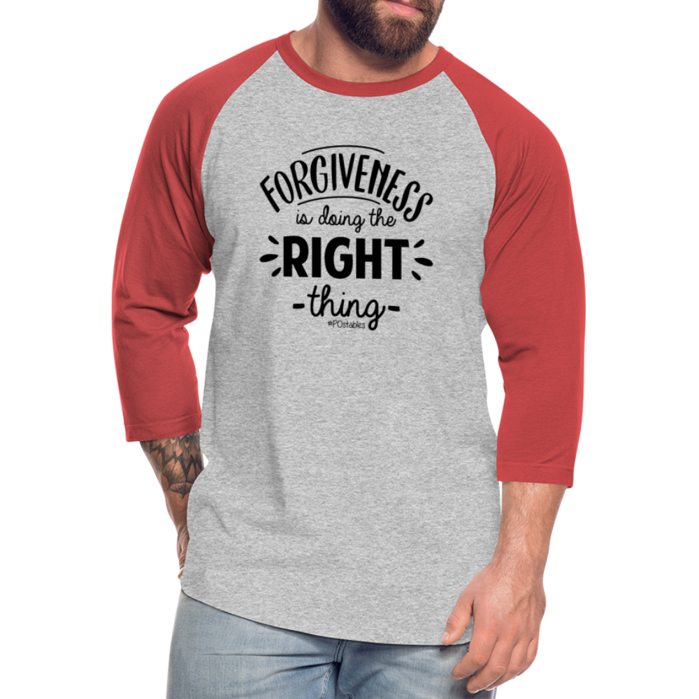 Forgiveness B Baseball T-Shirt - heather gray/red