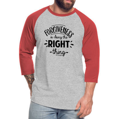 Forgiveness B Baseball T-Shirt - heather gray/red