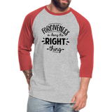 Forgiveness B Baseball T-Shirt - heather gray/red