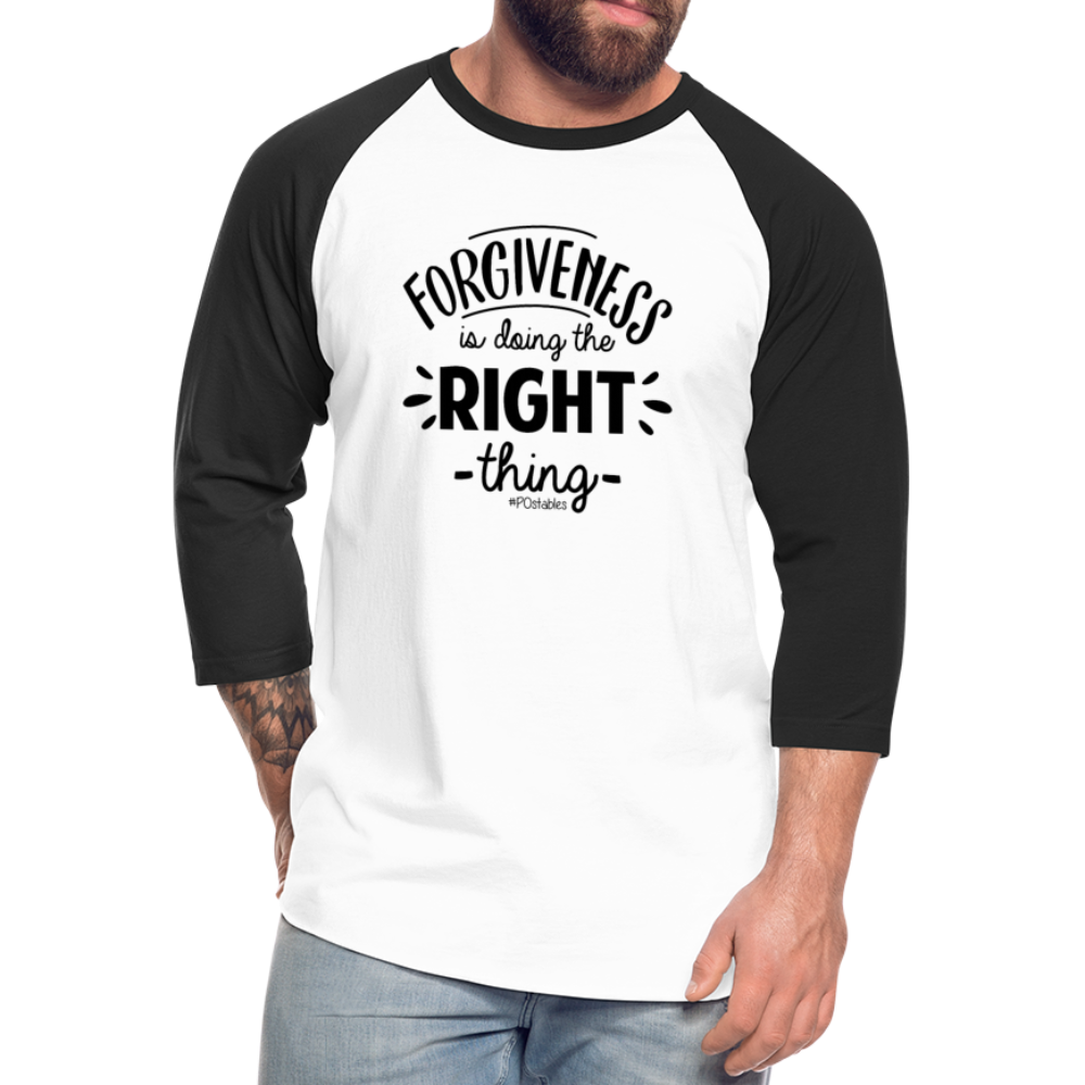 Forgiveness B Baseball T-Shirt - white/black