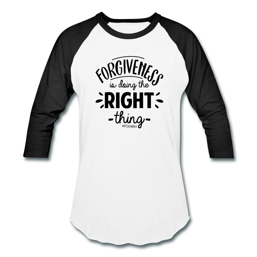 Forgiveness B Baseball T-Shirt - white/black