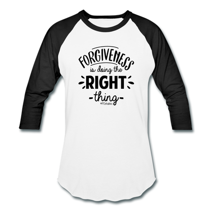 Forgiveness B Baseball T-Shirt - white/black