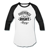 Forgiveness B Baseball T-Shirt - white/black