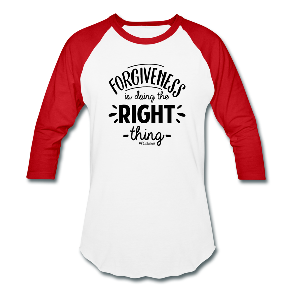 Forgiveness B Baseball T-Shirt - white/red