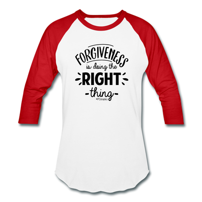 Forgiveness B Baseball T-Shirt - white/red