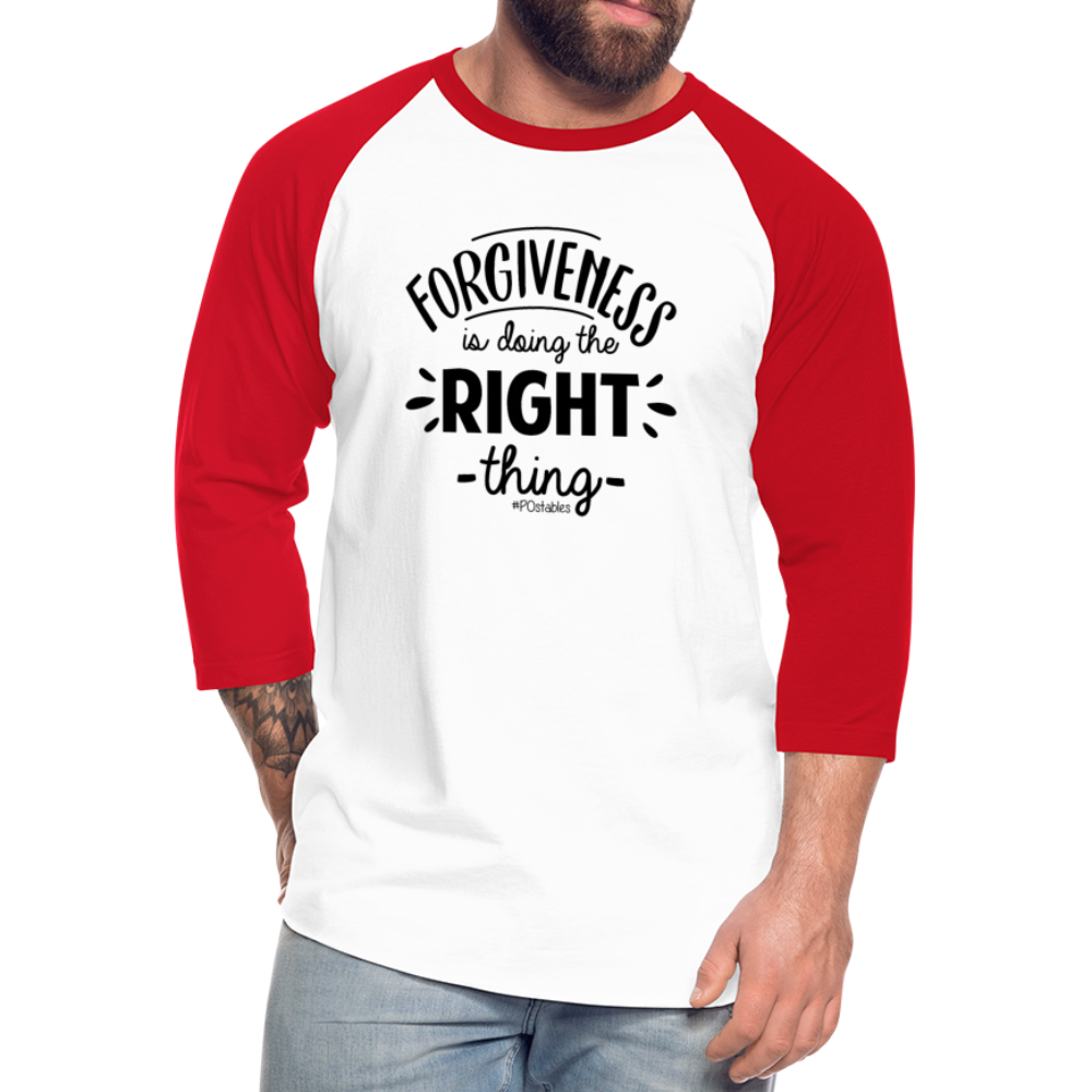 Forgiveness B Baseball T-Shirt - white/red