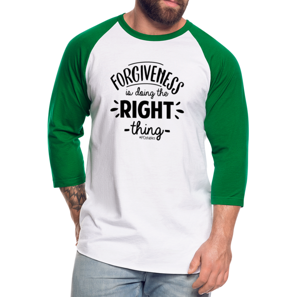 Forgiveness B Baseball T-Shirt - white/kelly green