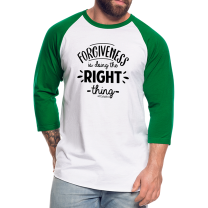 Forgiveness B Baseball T-Shirt - white/kelly green