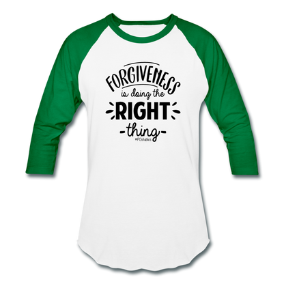 Forgiveness B Baseball T-Shirt - white/kelly green