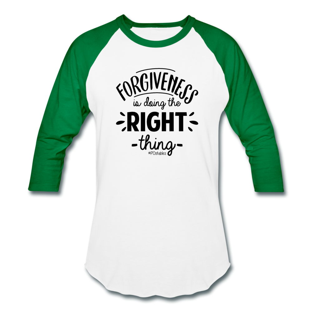 Forgiveness B Baseball T-Shirt - white/kelly green