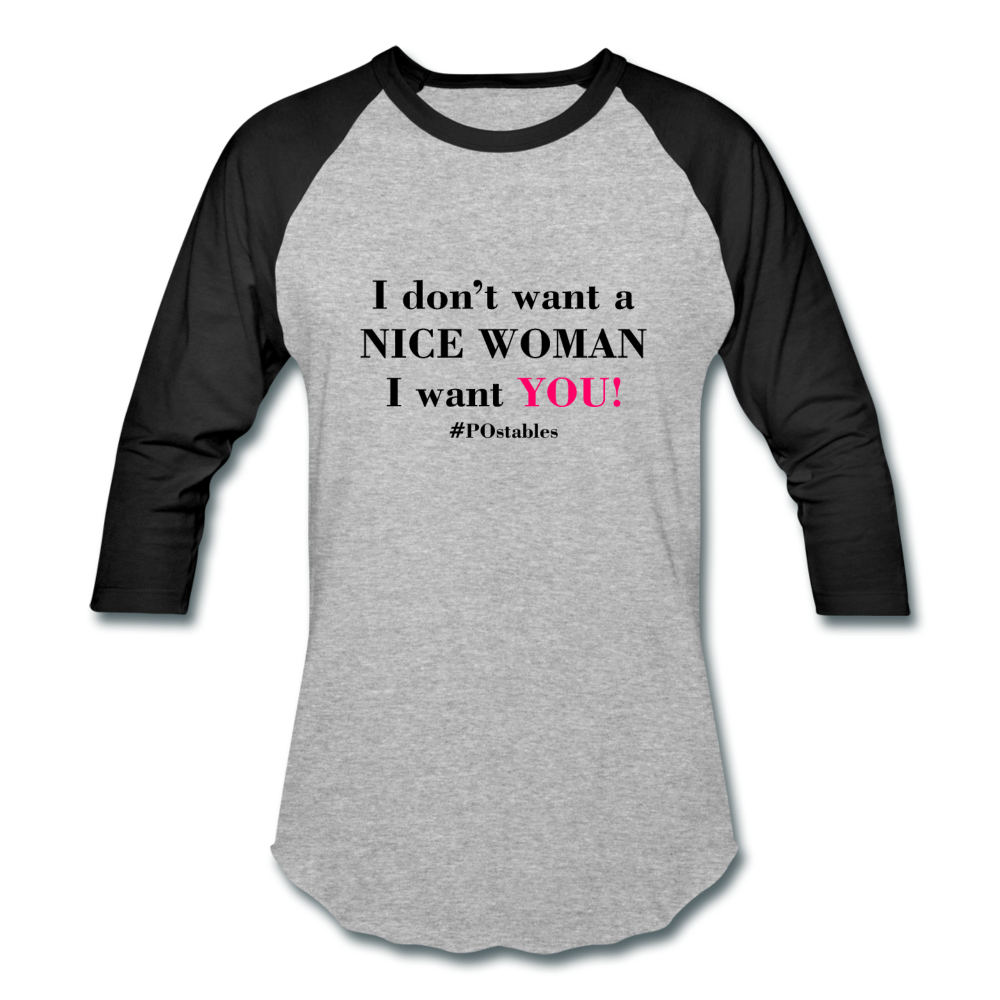 Woman B Baseball T-Shirt - heather gray/black