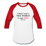Woman B Baseball T-Shirt - white/red