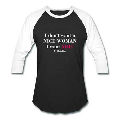 Woman W Baseball T-Shirt - black/white